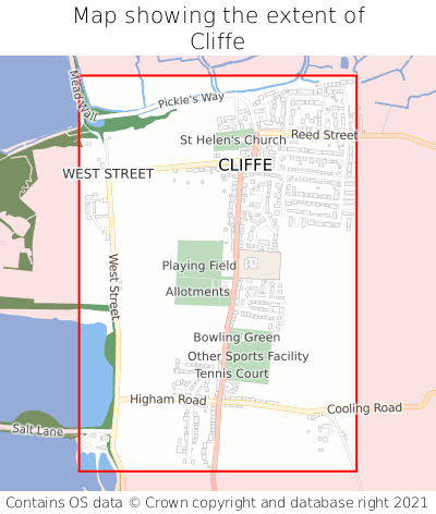 Map showing extent of Cliffe as bounding box