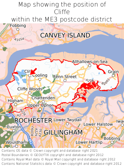 Map showing location of Cliffe within ME3