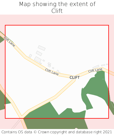 Map showing extent of Clift as bounding box