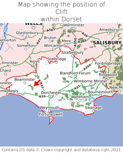Map showing location of Clift within Dorset