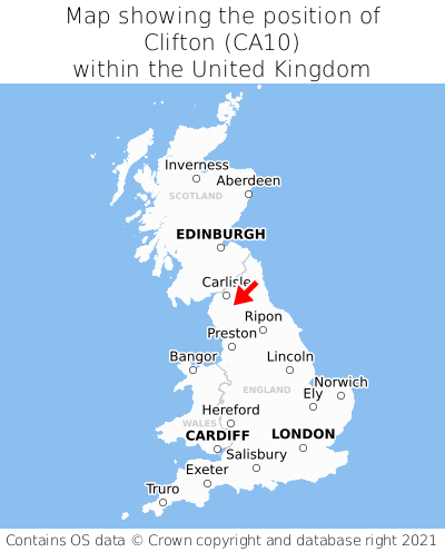 Map showing location of Clifton within the UK