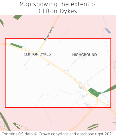 Map showing extent of Clifton Dykes as bounding box
