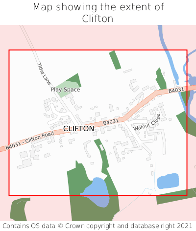 Map showing extent of Clifton as bounding box