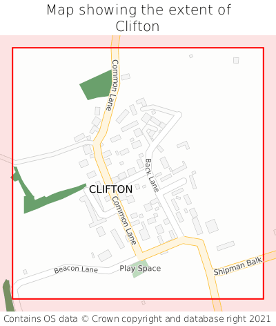 Map showing extent of Clifton as bounding box