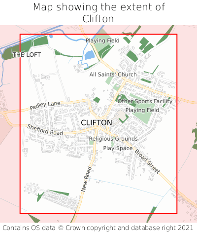 Map showing extent of Clifton as bounding box