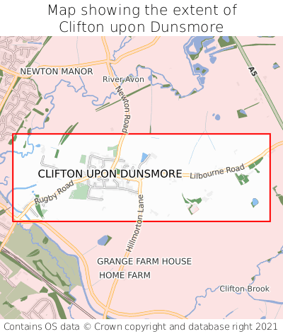 Map showing extent of Clifton upon Dunsmore as bounding box
