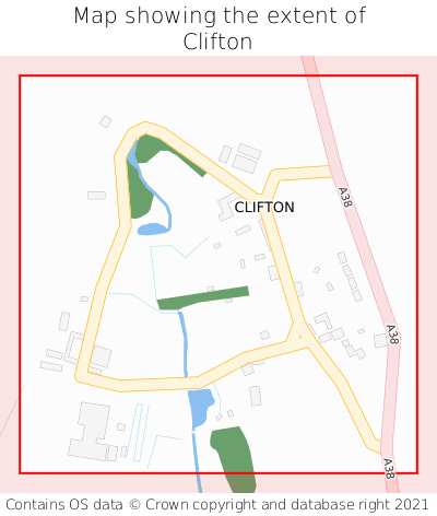 Map showing extent of Clifton as bounding box