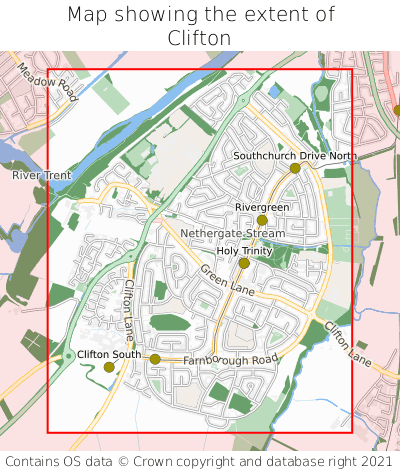 Map showing extent of Clifton as bounding box