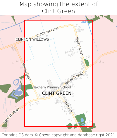 Map showing extent of Clint Green as bounding box