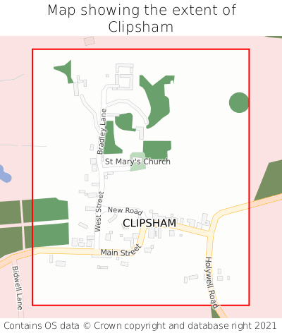 Map showing extent of Clipsham as bounding box