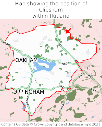 Map showing location of Clipsham within Rutland