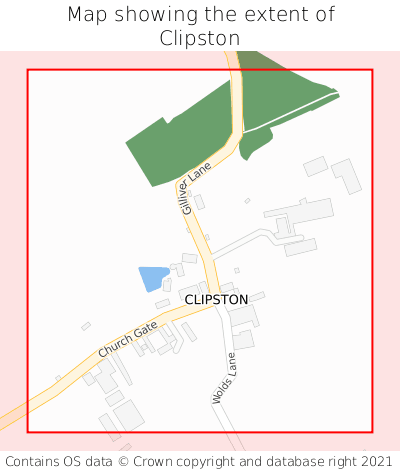 Map showing extent of Clipston as bounding box