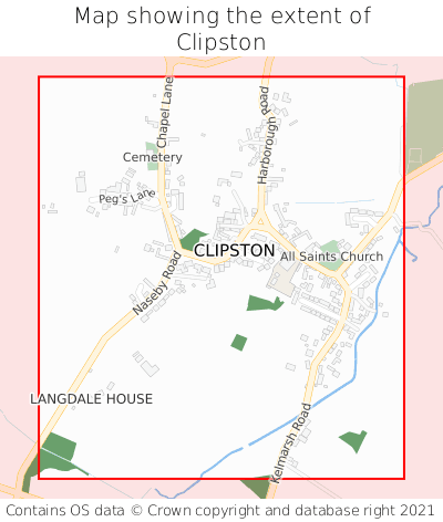 Map showing extent of Clipston as bounding box