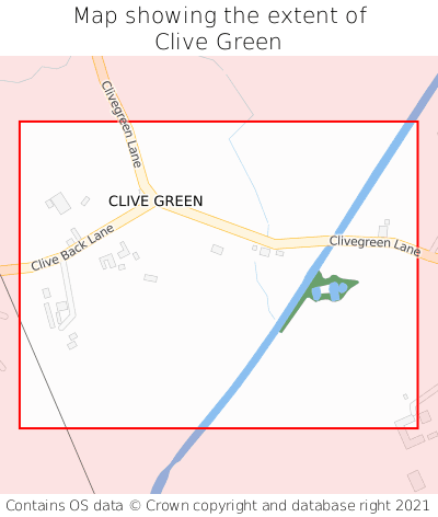 Map showing extent of Clive Green as bounding box