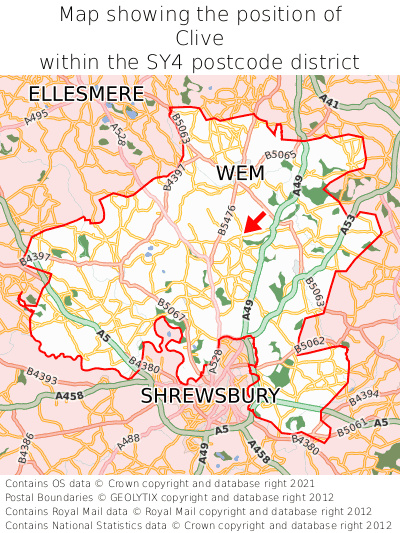 Map showing location of Clive within SY4