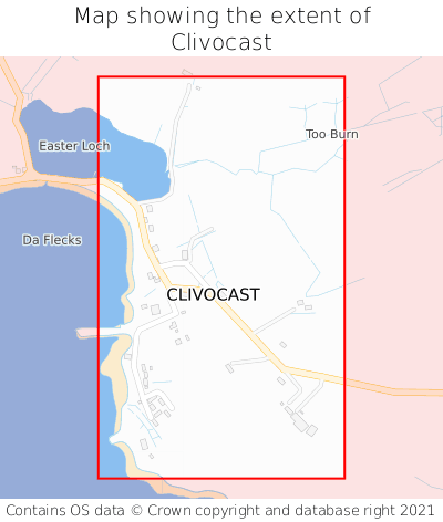 Map showing extent of Clivocast as bounding box