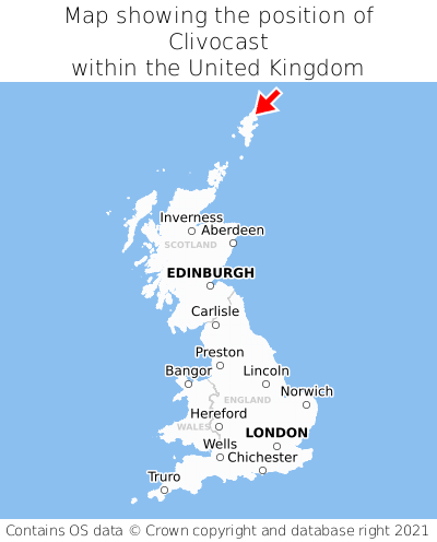 Map showing location of Clivocast within the UK