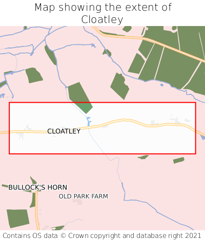 Map showing extent of Cloatley as bounding box
