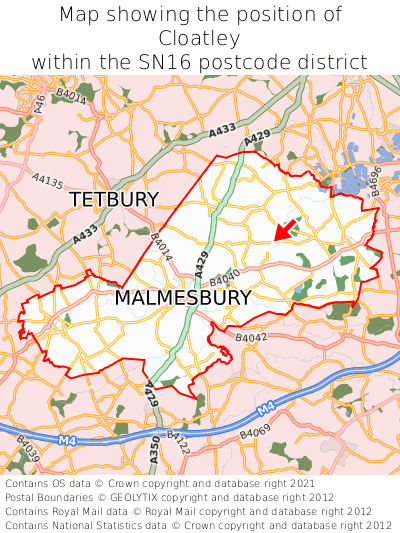 Map showing location of Cloatley within SN16