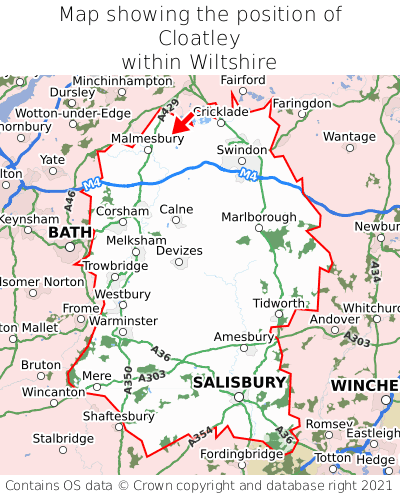 Map showing location of Cloatley within Wiltshire