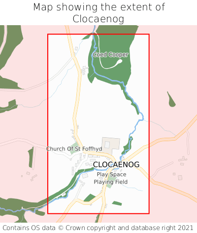 Map showing extent of Clocaenog as bounding box