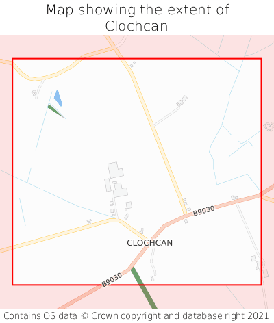 Map showing extent of Clochcan as bounding box