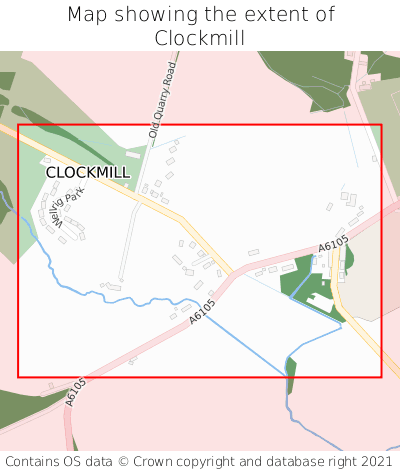 Map showing extent of Clockmill as bounding box