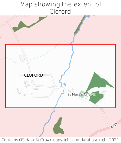 Map showing extent of Cloford as bounding box