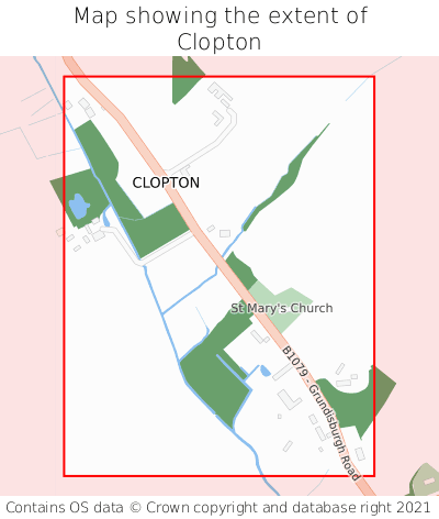 Map showing extent of Clopton as bounding box