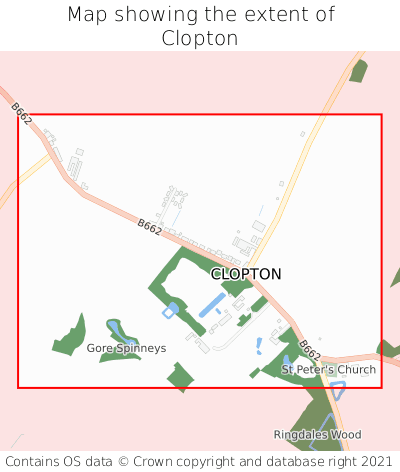 Map showing extent of Clopton as bounding box