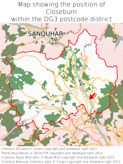 Map showing location of Closeburn within DG3