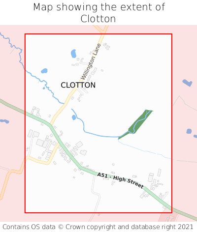 Map showing extent of Clotton as bounding box