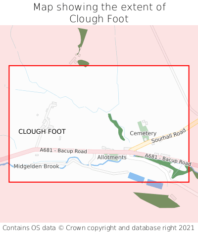 Map showing extent of Clough Foot as bounding box