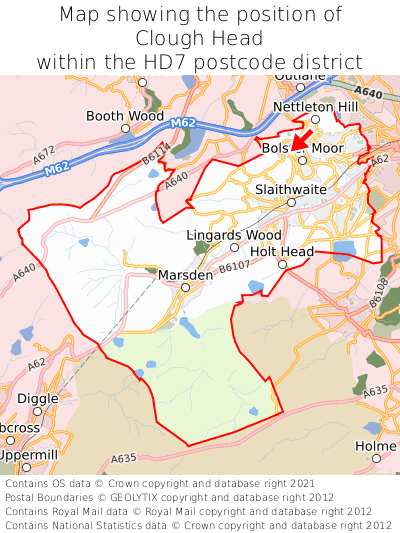 Map showing location of Clough Head within HD7
