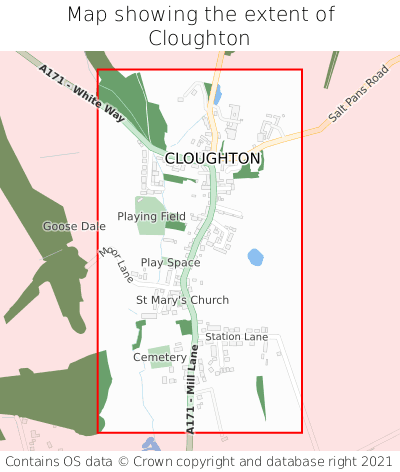 Map showing extent of Cloughton as bounding box