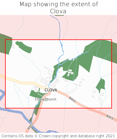 Map showing extent of Clova as bounding box