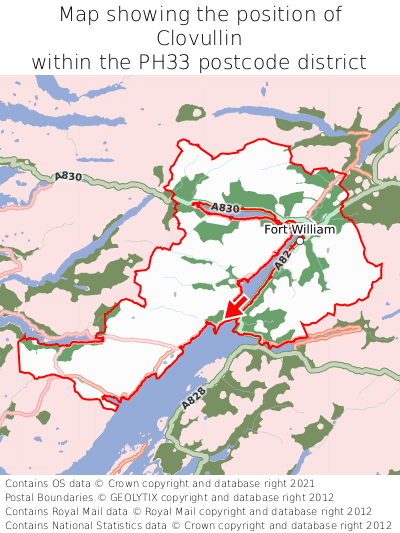 Map showing location of Clovullin within PH33