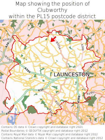 Map showing location of Clubworthy within PL15
