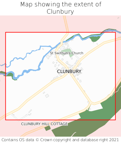 Map showing extent of Clunbury as bounding box