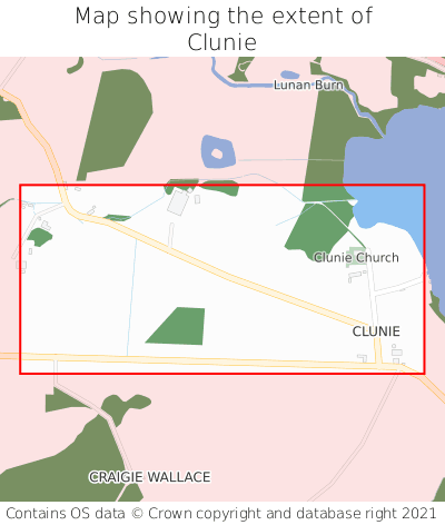 Map showing extent of Clunie as bounding box