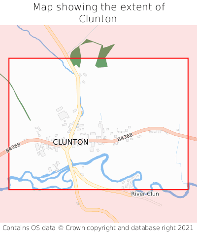 Map showing extent of Clunton as bounding box