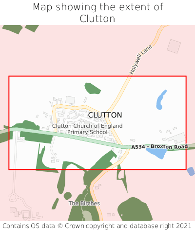Map showing extent of Clutton as bounding box