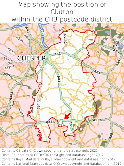 Map showing location of Clutton within CH3