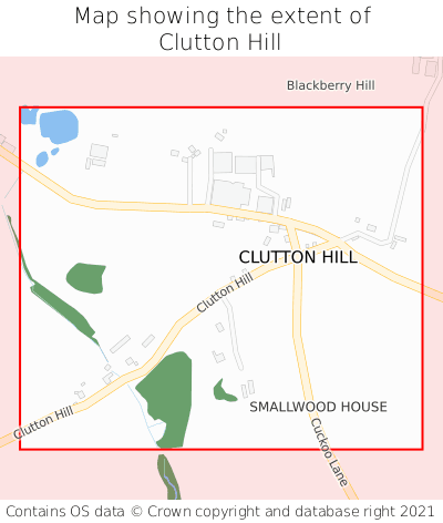 Map showing extent of Clutton Hill as bounding box