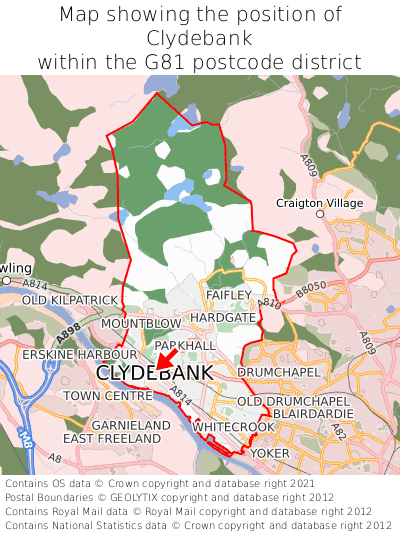 Map showing location of Clydebank within G81