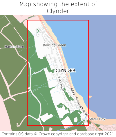 Map showing extent of Clynder as bounding box