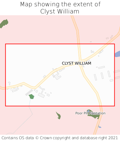 Map showing extent of Clyst William as bounding box