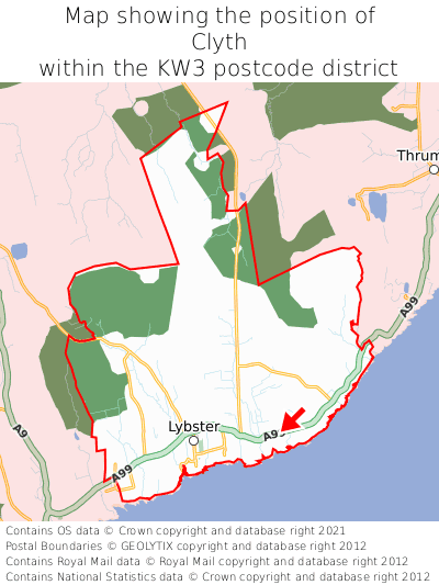 Map showing location of Clyth within KW3