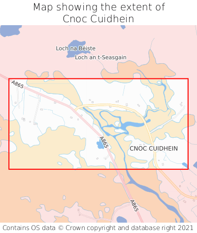 Map showing extent of Cnoc Cuidhein as bounding box