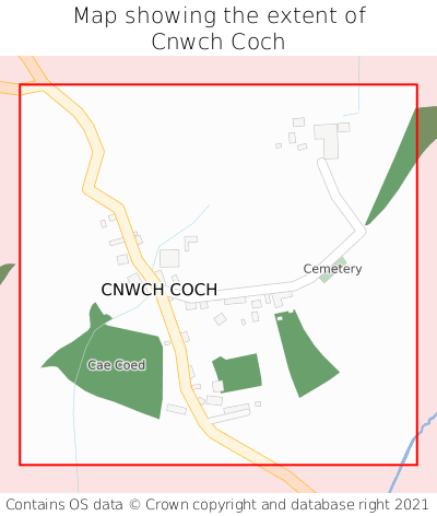 Map showing extent of Cnwch Coch as bounding box